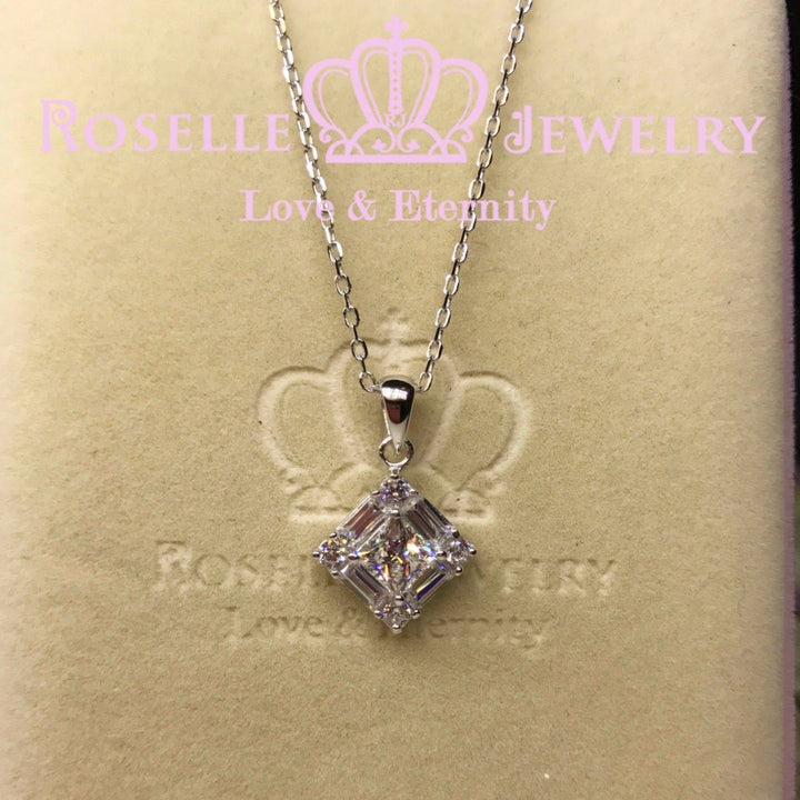 Emerald Shape Princess Cut Drop Pendant - SC3 - Roselle Jewelry