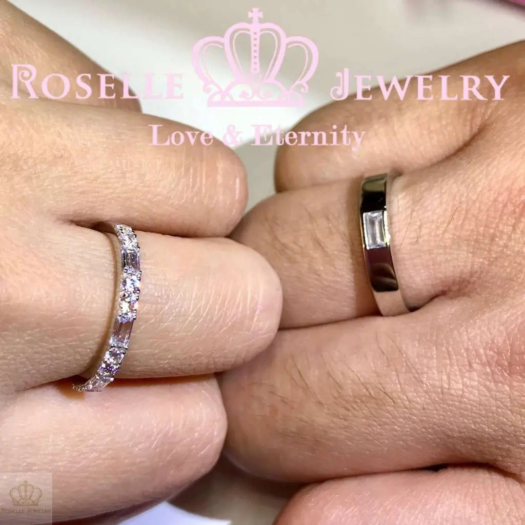 Emerald Cut Couple Ring - WM3 - Roselle Jewelry