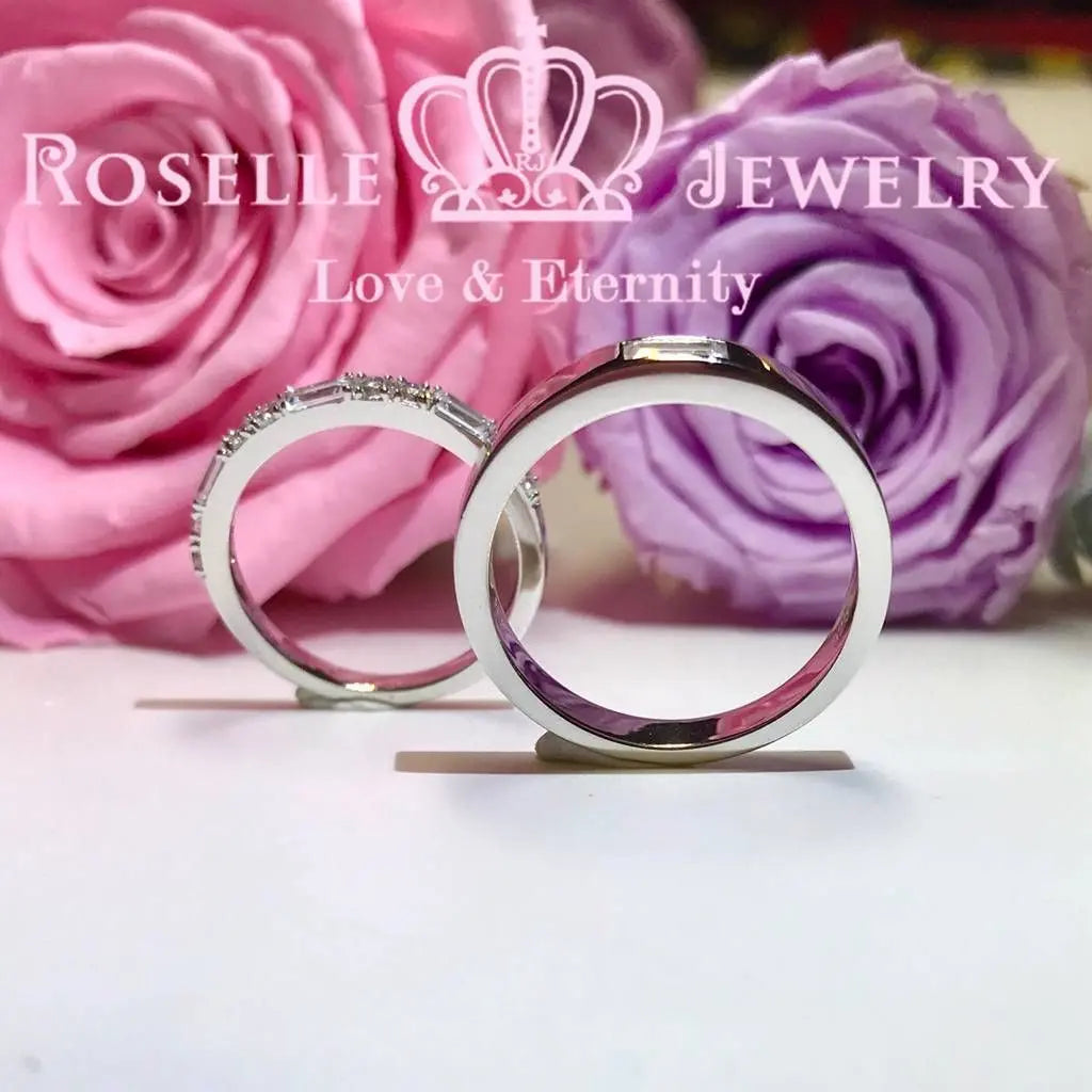 Emerald Cut Couple Ring - WM3 - Roselle Jewelry