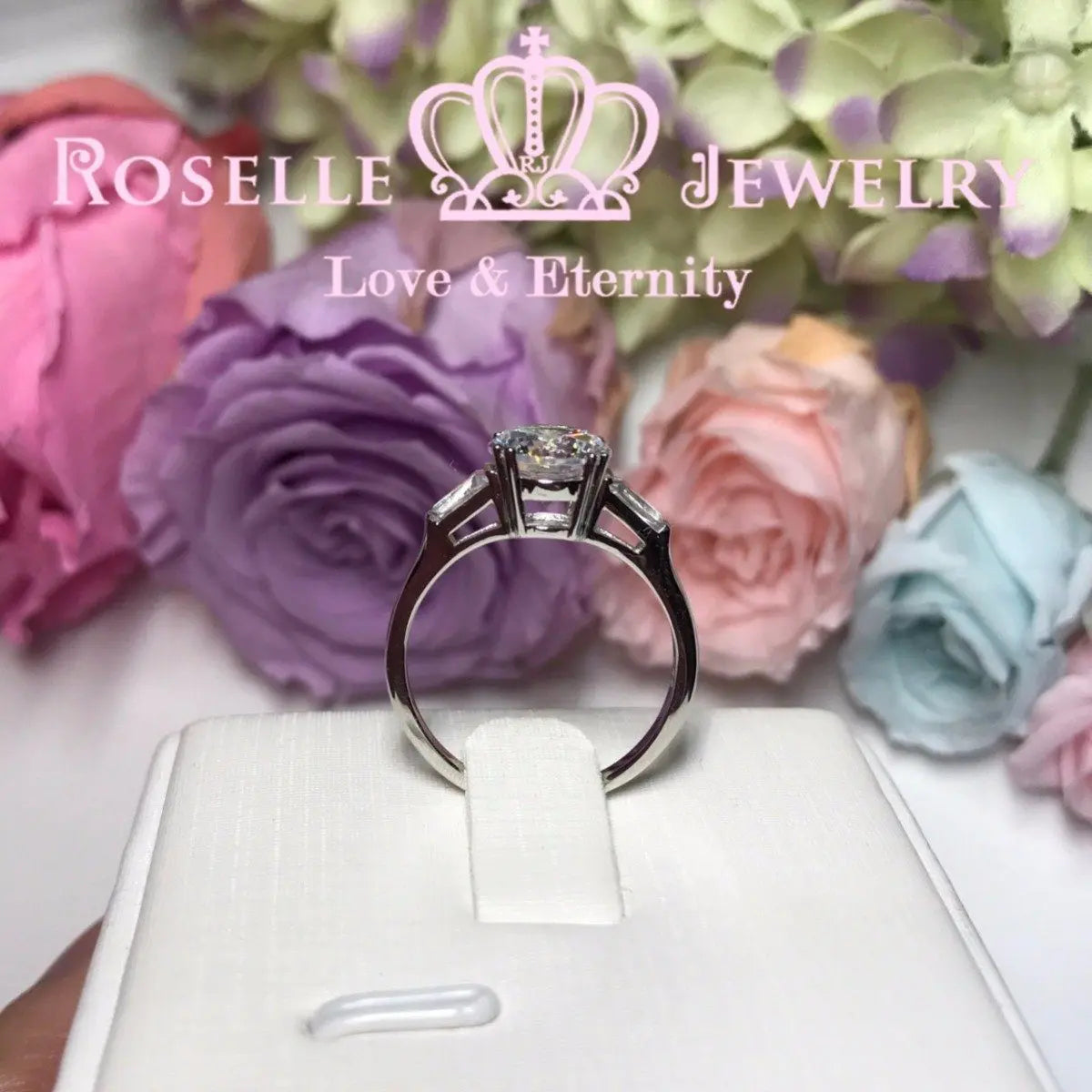 Three Stone Engagement Rings - T16 - Roselle Jewelry