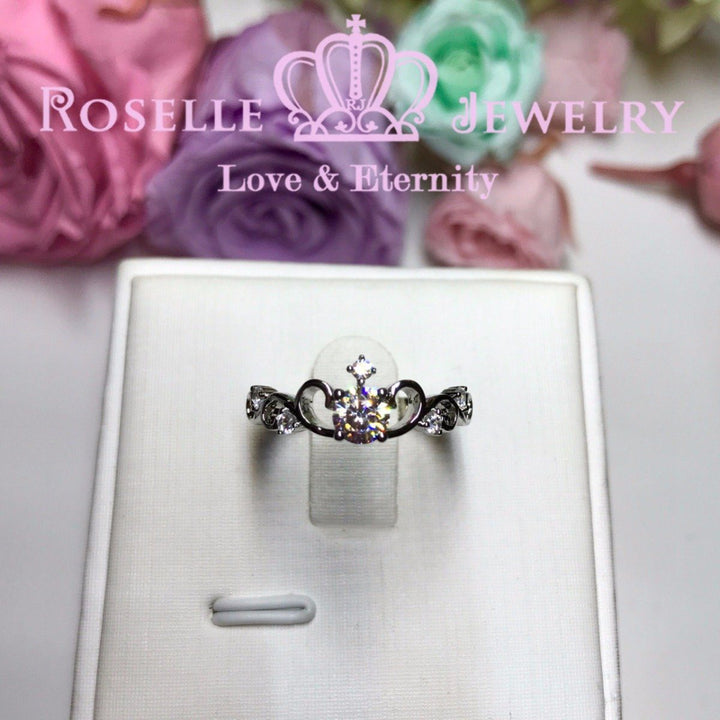 Crown Side Stone Engagement Ring - TN1 - Roselle Jewelry