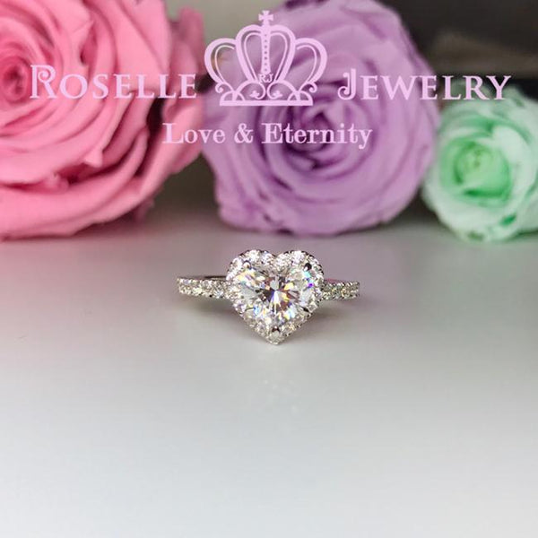 Heart Shape Halo Engagement Ring - VH2 - Roselle Jewelry