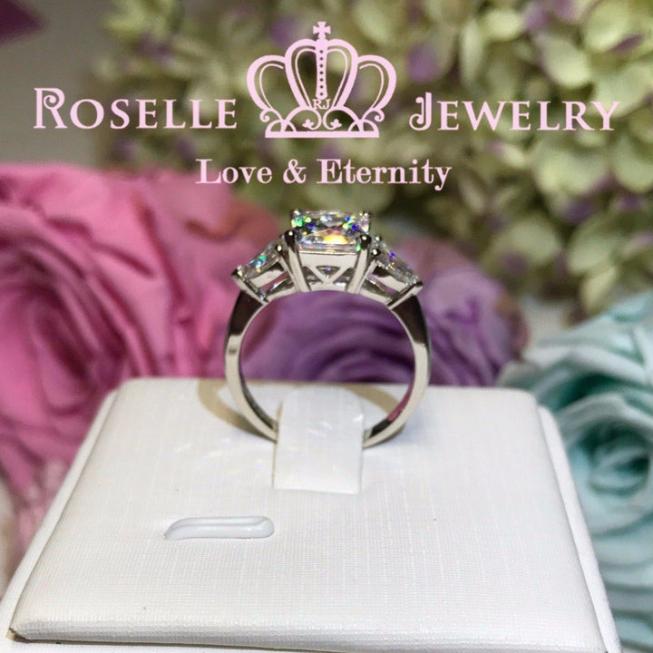 Princess Cut Three Stone Engagement Rings - T18 - Roselle Jewelry