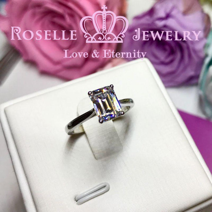 Emerald Cut Solitaire Engagement Ring - NE1 - Roselle Jewelry