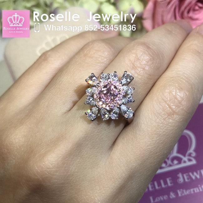 【清貨】圍鑲枕形(墊形)訂婚戒指-VT1 - Roselle Jewelry