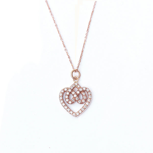 INFINITY HEARTS LOCK KNOT DIAMOND PENDANT [pre order] - SN003 - Roselle Jewelry
