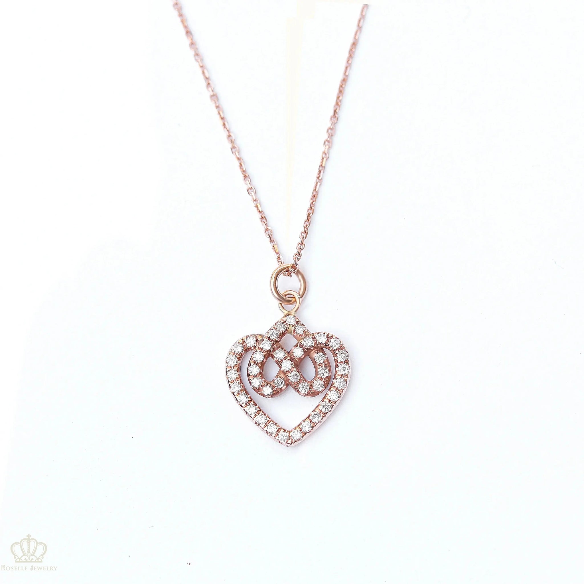 INFINITY HEARTS LOCK KNOT DIAMOND PENDANT [pre order] - SN003 - Roselle Jewelry
