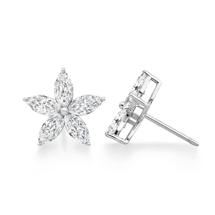 Flower Marquise Diamond Stud Earrings - SE009 - Roselle Jewelry