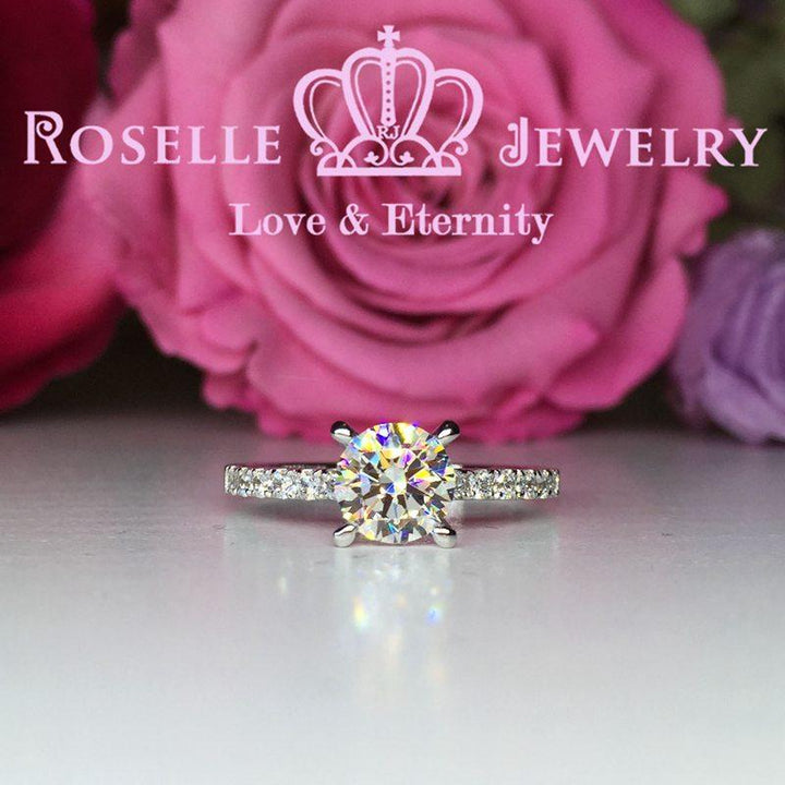 Four Prong Side Stone Engagement Ring - T4 - Roselle Jewelry