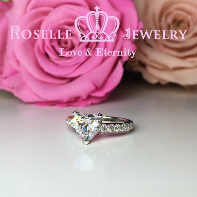 Heart Shape Side Stone Engagement Ring - HR1 - Roselle Jewelry
