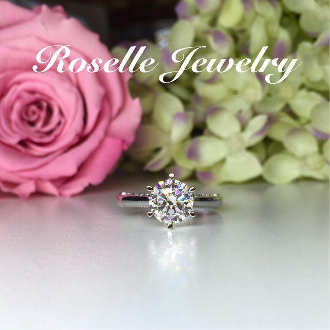 Six Prong Vintage Solitaire Engagement Ring - V14 - Roselle Jewelry